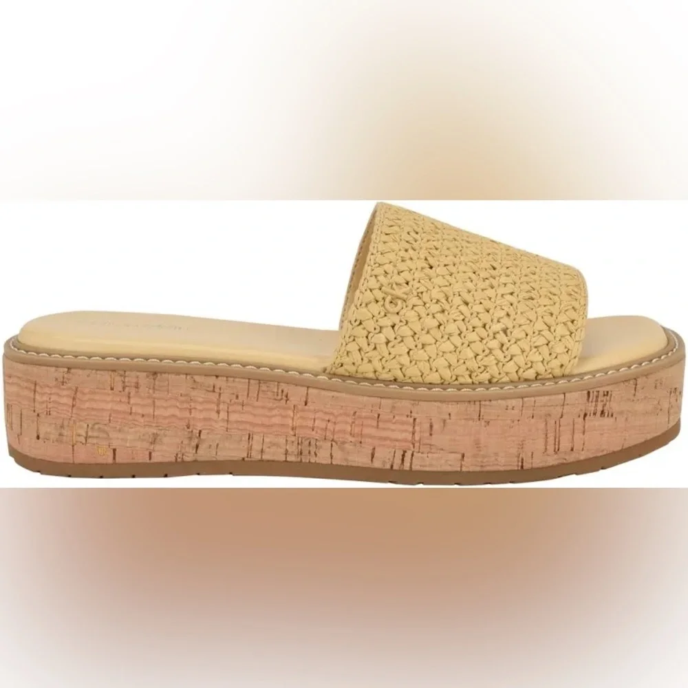 🆕Calvin Klein ARZELIA Natural Woven Cork Platform Sandals
